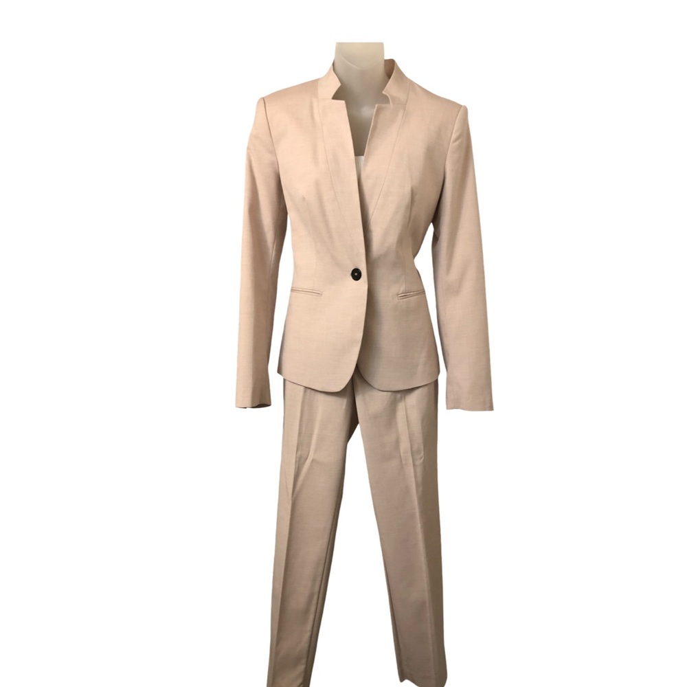 Zara Blush Pink Structured Blazer and Slim Trouser Suit Set Size 4 NWOT - Picture 5 of 13